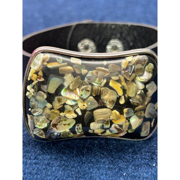 Black faux Leather Cuff Bracelet Paparazzi Little Rock star twinkle twinkle - Picture 5 of 8